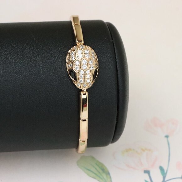 "Rose Gold Snake Head Bracelet with Sparkling Crystals, XPBL1030 - Picture 10 of 12